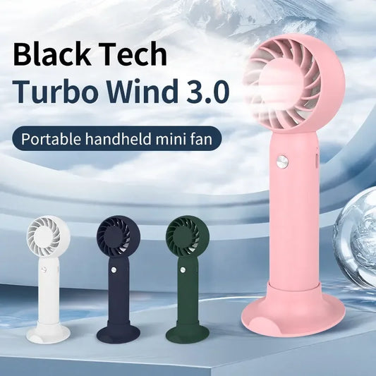USB Mini Portable Fan 3 Gears Wind With Phone Stand Base Colorful Fan