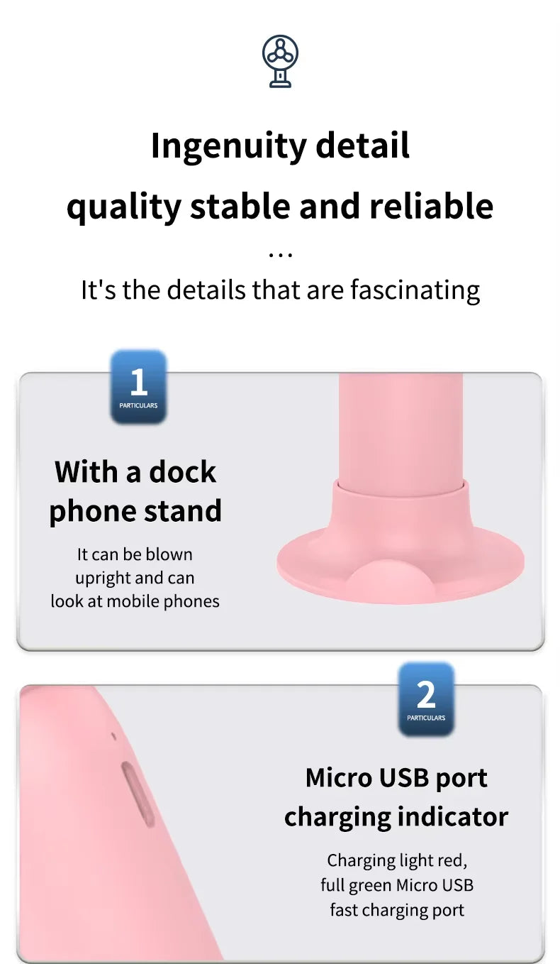 USB Mini Portable Fan 3 Gears Wind With Phone Stand Base Colorful Fan