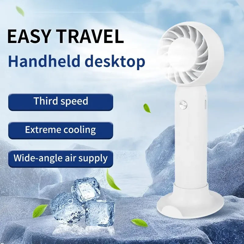 USB Mini Portable Fan 3 Gears Wind With Phone Stand Base Colorful Fan