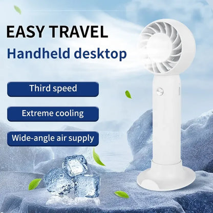 USB Mini Portable Fan 3 Gears Wind With Phone Stand Base Colorful Fan